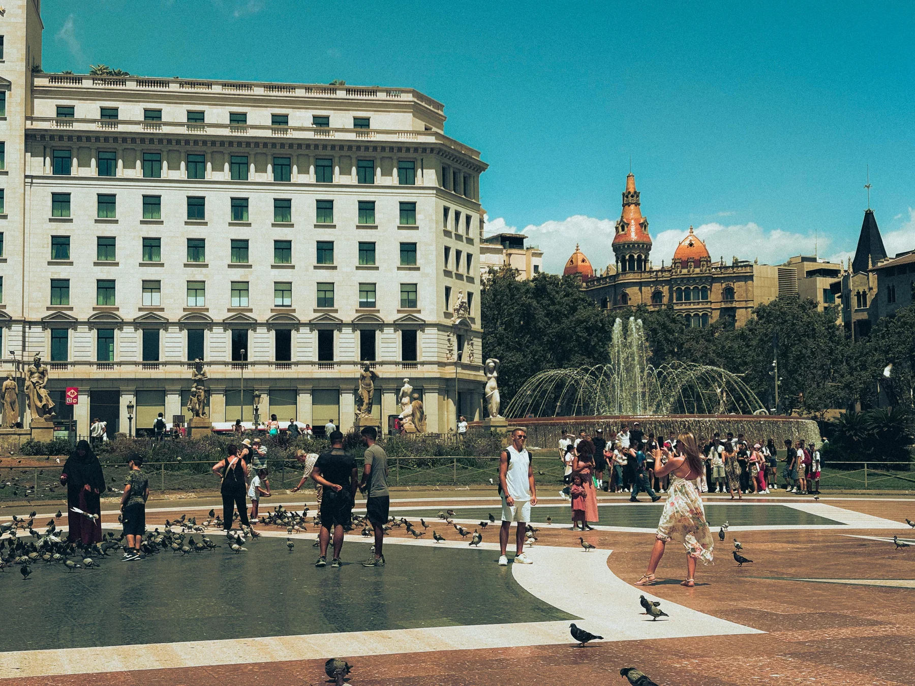 Placa Catalunya caution place in Barcelona