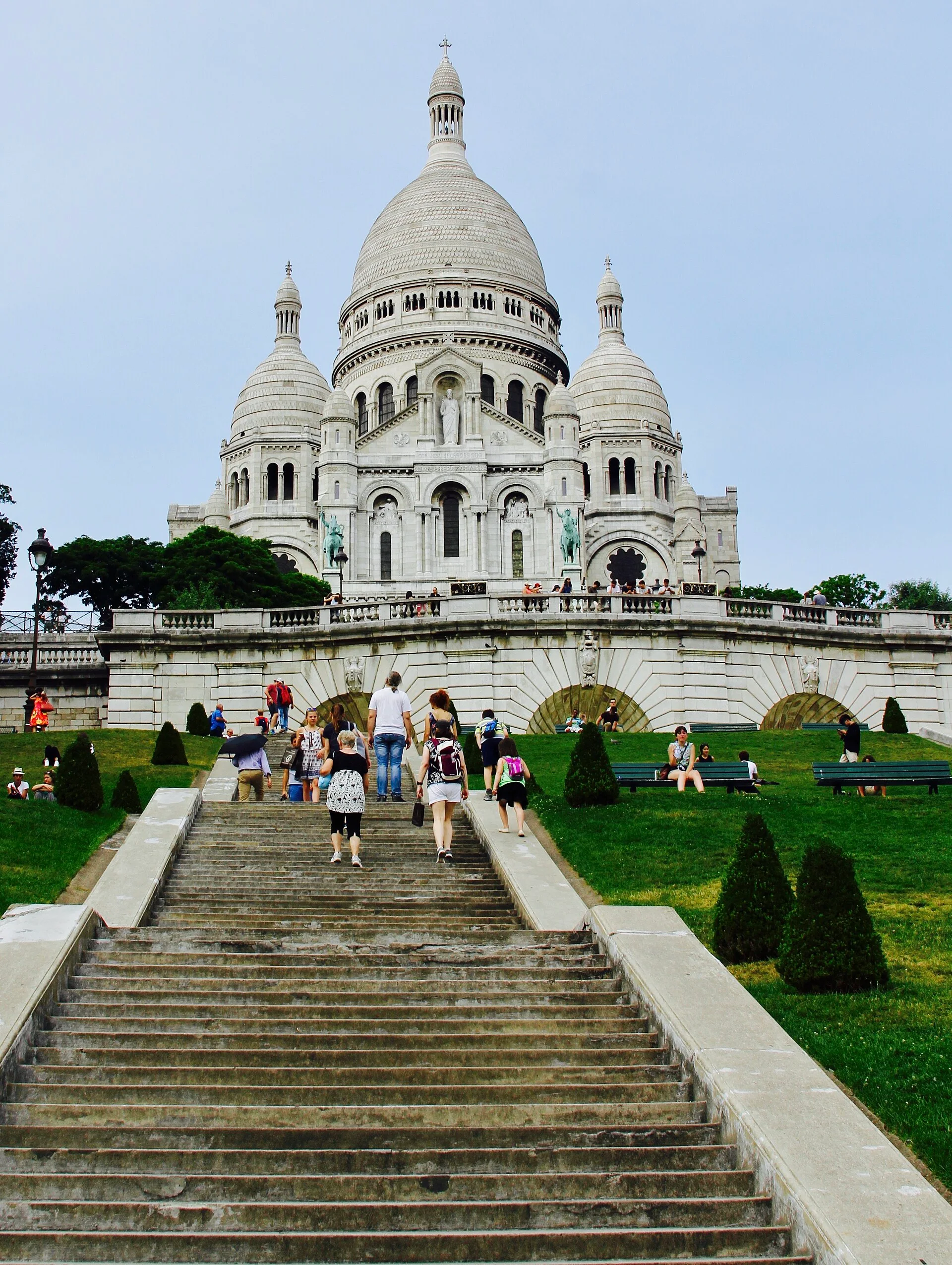 Sacre-Coeur steps caution place in Paris